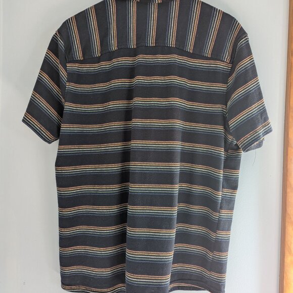 Goodfellows Short Sleeve Button Down Navy Blue Striped Size L - Picture 2 of 3